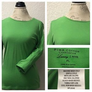 Pima Cotton charter club luxury 3/4 sleeve top